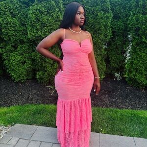 Pink mermaid lace dress